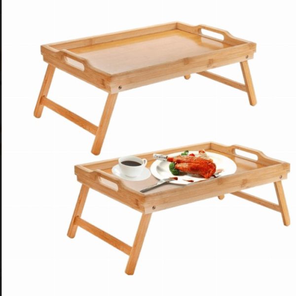 Bandeja de Bambu Plegable para Cama y Sofa - Mesa Auxiliar para Desayunos y Comidas