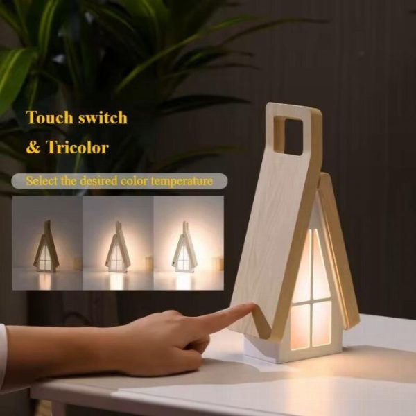 Lámpara de mesa plegable con forma de casa