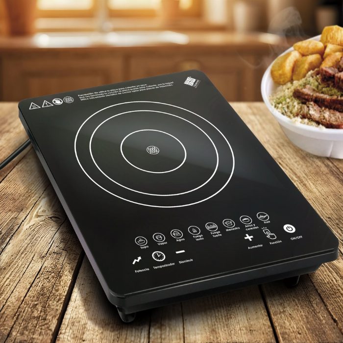 Placa de Inducción Portátil 1500W Cristal Templado, Táctil, 8 Niveles, Temporizador 3H