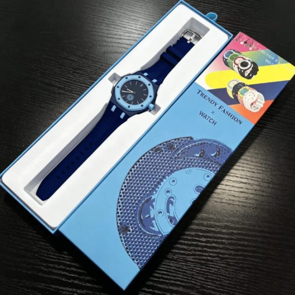 Relógios de pulso casuais de silicone azul claro