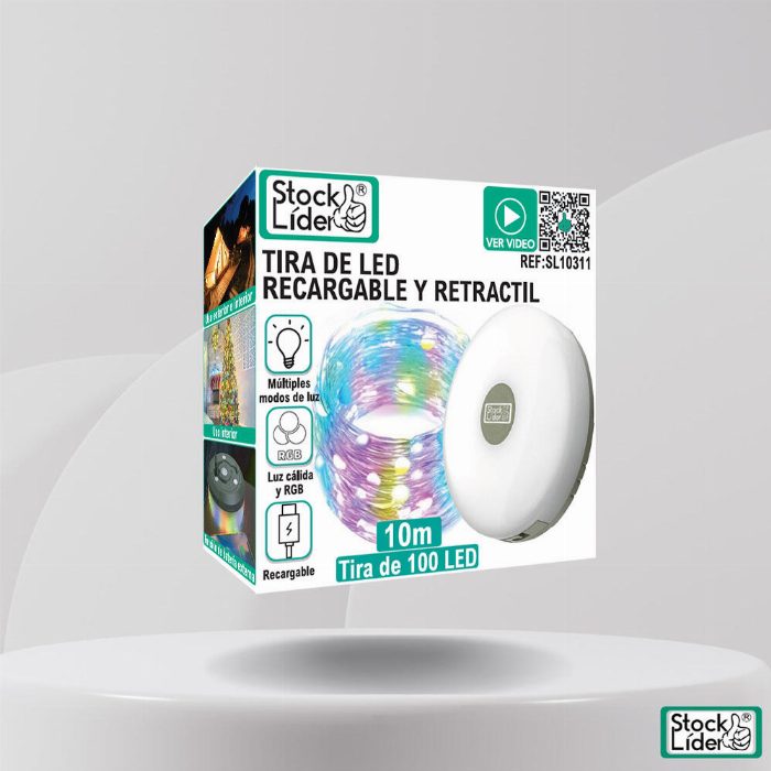 Tira de LED recarregável e retrátil