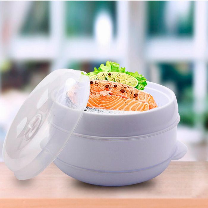 Caçarola para microondas de cozinha a vapor