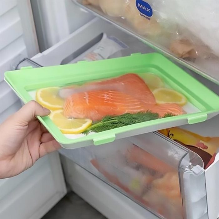 Embalagem x 6 bandejas empilháveis de conservação de alimentos com sistema de vácuo semi hermético