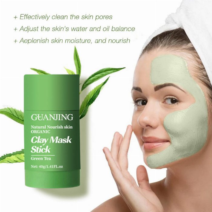 Máscara facial de chá verde em stick