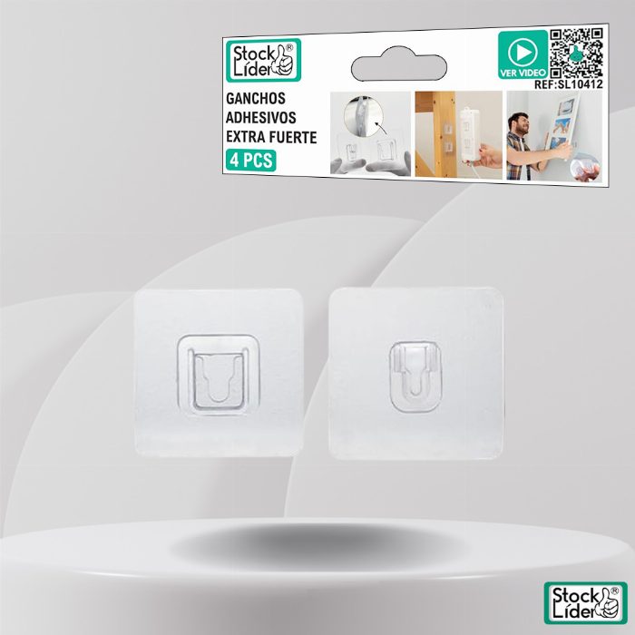 Pack de 4 ganchos adesivos extra fortes