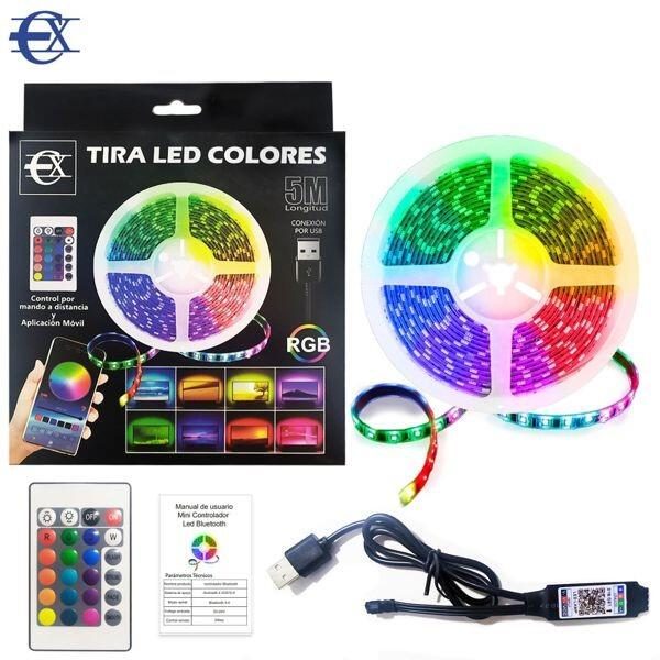 Tira LED RGB 5m com comando e aplicação móvel