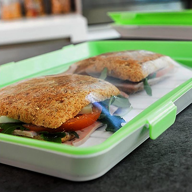 Embalagem x 6 bandejas empilháveis de conservação de alimentos com sistema de vácuo semi hermético