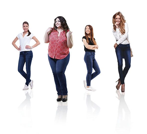 Leggings elásticos efeito jeans