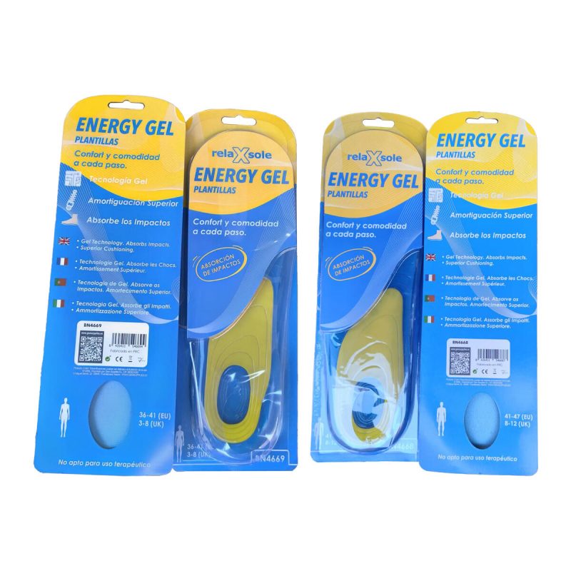 Pack de 2 pares de palmilhas de gel ativo uso diário tamanhos 36-41