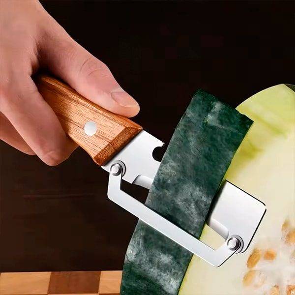 2 em 1 desastre de cozinha com alça de madeira e chapa de aço inoxidável
