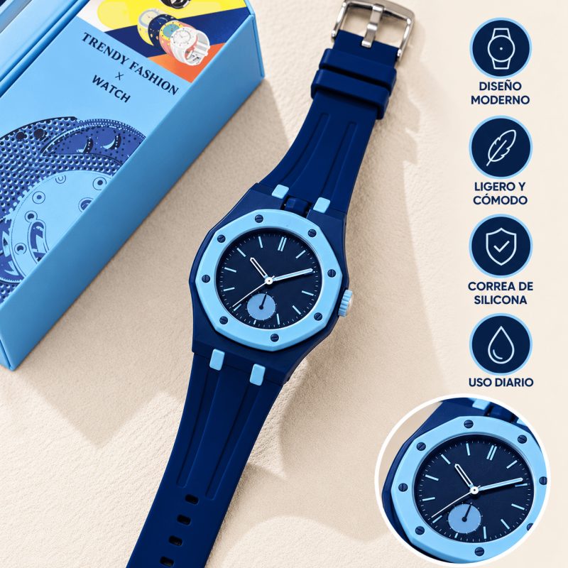 Relógios de pulso casuais de silicone azul claro