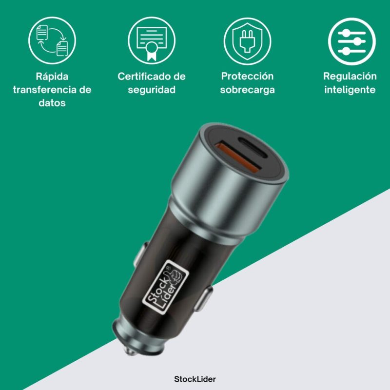 Carregador de carro USB + Tipo C