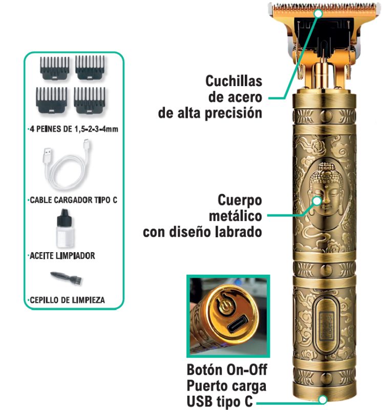 Máquina de cortar cabelo com design buda