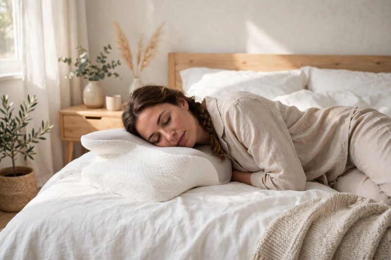 Almohada Cervical Viscoelástica Ergonómica 62x42x13,5 cm, Mariposa, Soporte Cuello y Hombros, Funda Lavable, Antironquidos
