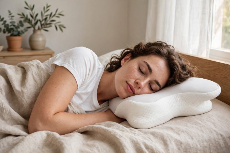 Almohada Cervical Viscoelástica Ergonómica 62x42x13,5 cm, Mariposa, Soporte Cuello y Hombros, Funda Lavable, Antironquidos