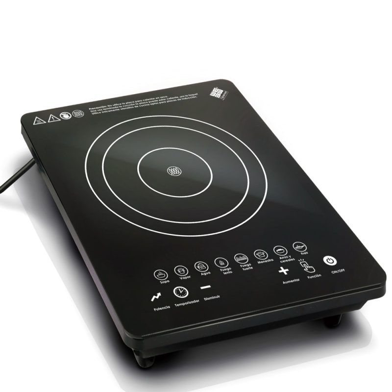 Placa de Inducción Portátil 1500W Cristal Templado, Táctil, 8 Niveles, Temporizador 3H