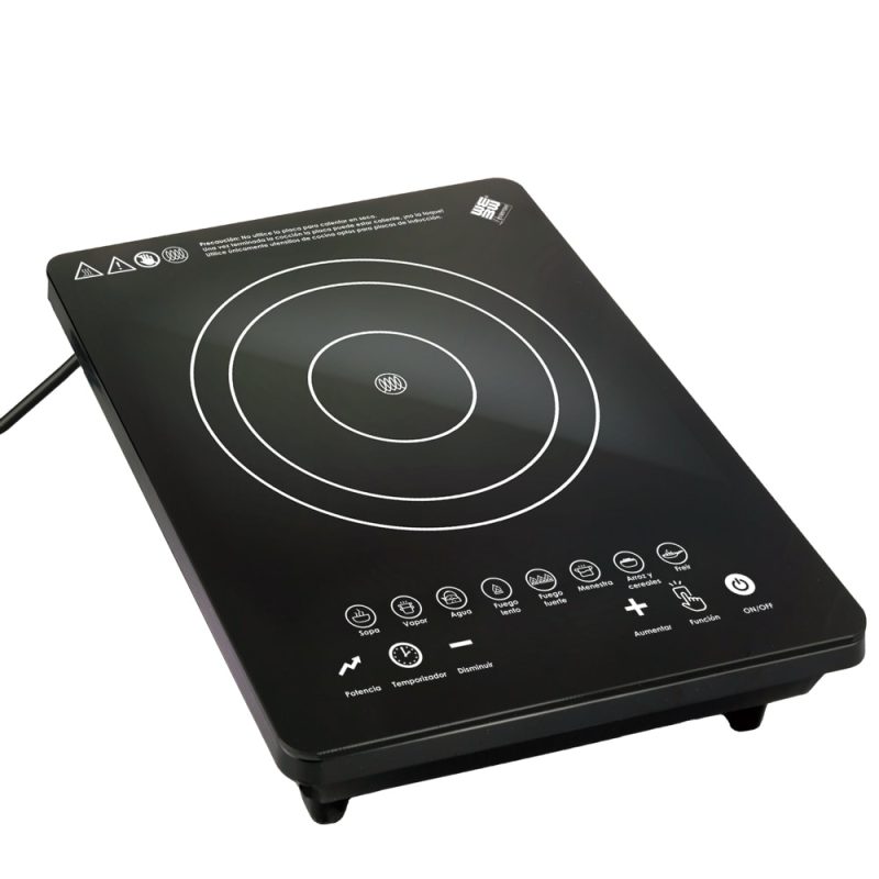 Placa de Inducción Portátil 1500W Cristal Templado, Táctil, 8 Niveles, Temporizador 3H