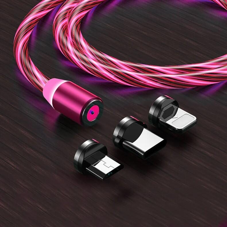 Cabo USB com luz e íman 3 em 1