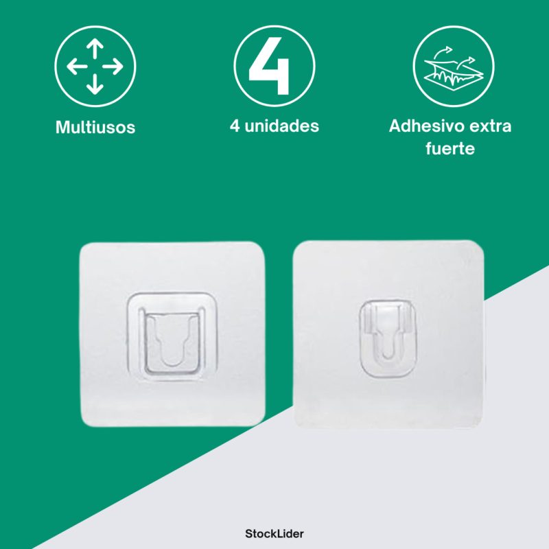 Pack de 4 ganchos adesivos extra fortes