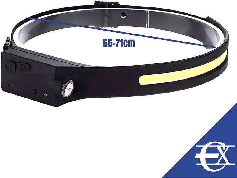 Lanterna de cabeça com sensor e luz de emergência