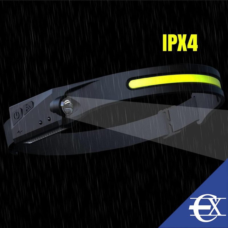 Lanterna de cabeça com sensor e luz de emergência